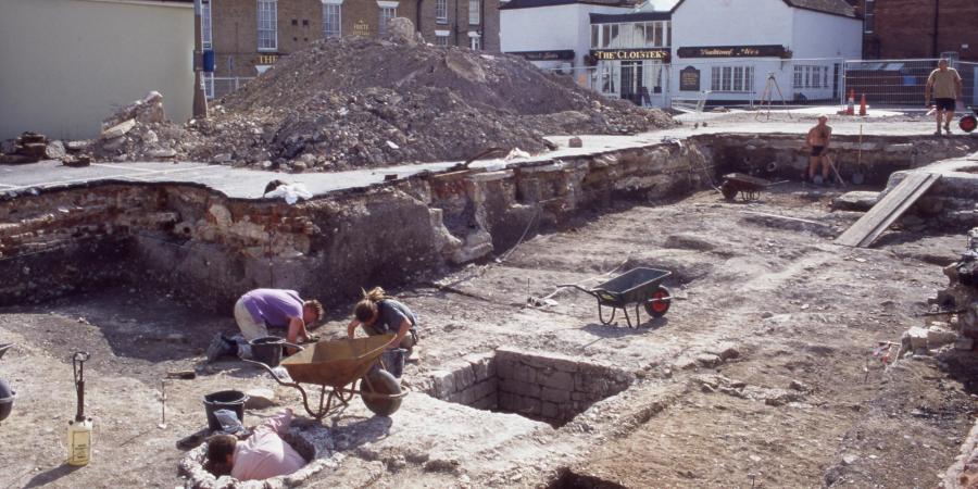 Wessex Archaeology's excavations at Brown Street seen in 1994