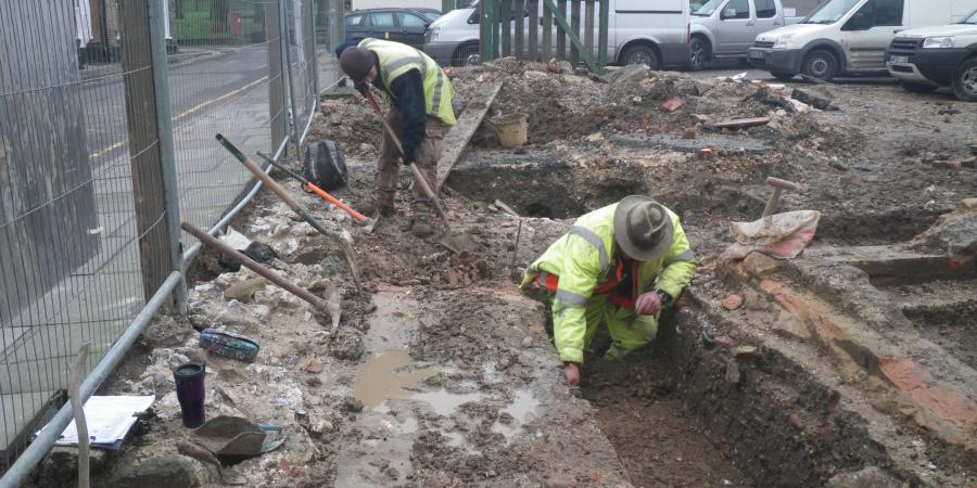 Phil Harding excavating trench at Salt Lane