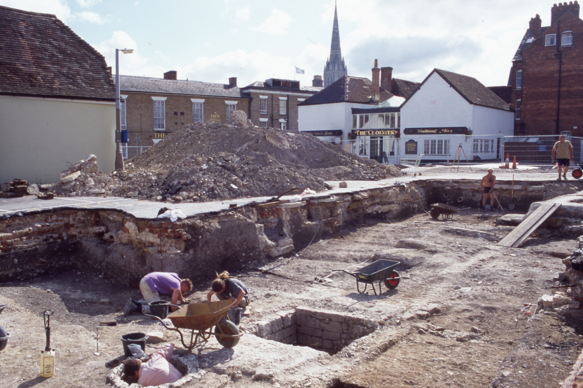 Wessex Archaeology's excavations at Brown Street seen in 1994