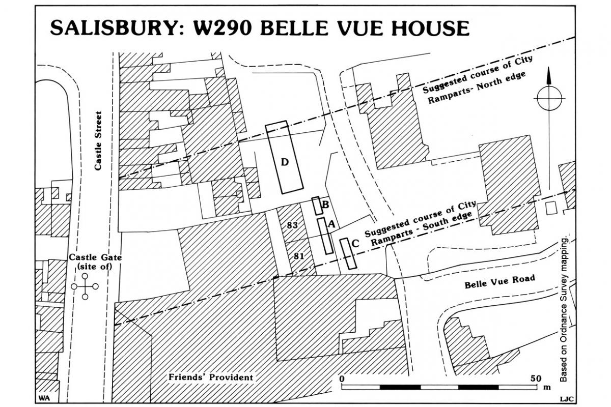 Location of excavations at Belle Vue House