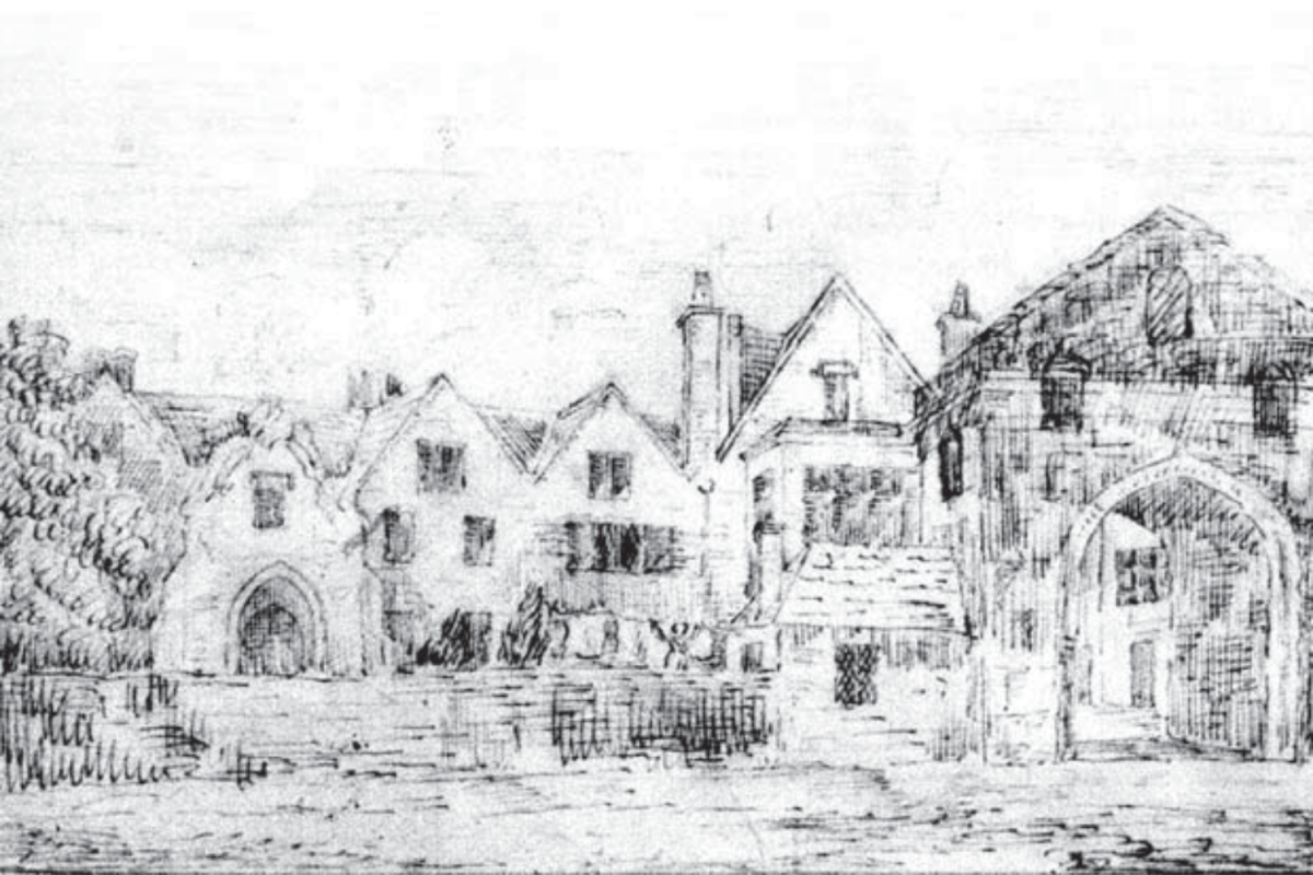 1799 sketch of the gatehouse by E Wickens (by permission of Wiltshire Museum)