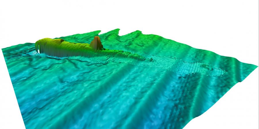 Marine geophysical survey of a submerged shipwreck
