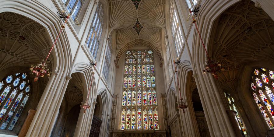 View of interior of Bath Abbey