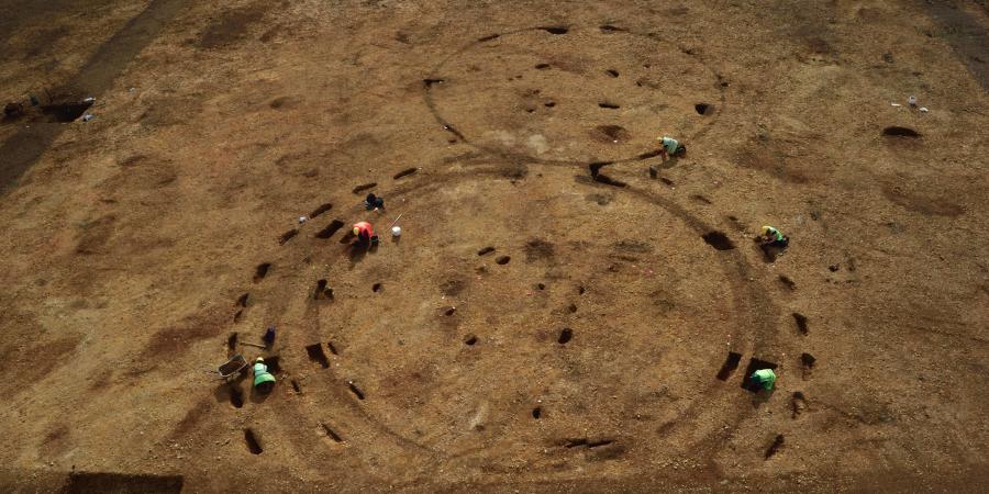 Roundhouses under excavation at Exeter Down Stamford