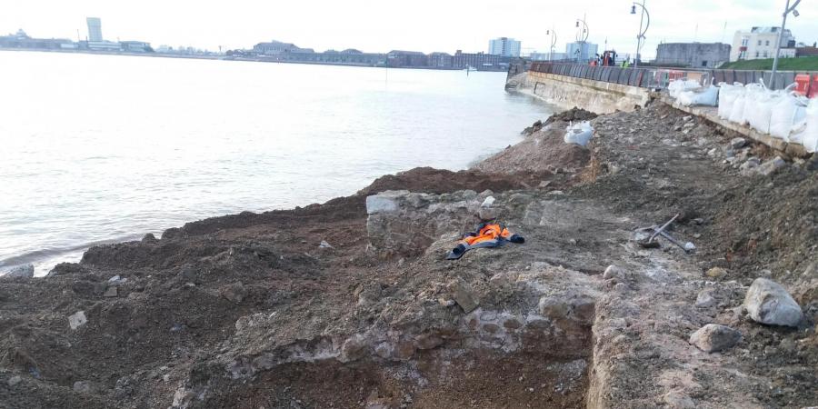 Historic coastal walls uncovered at Southsea