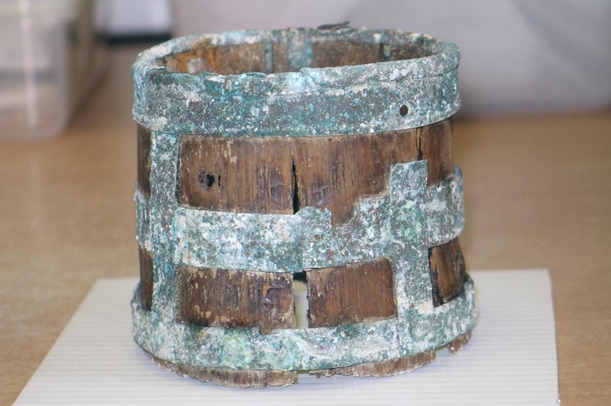 Anglo-Saxon bucket from Barrow Clump after conservation