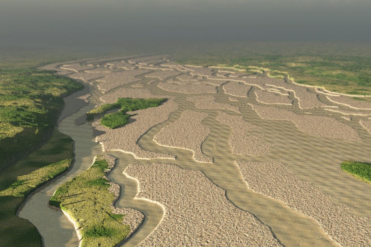 Reconstruction of channels that emerged as a result of increasing temperatures and rising sea levels