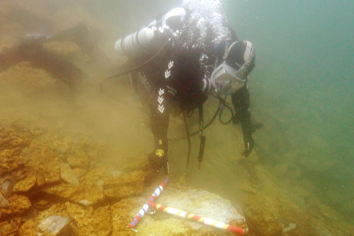 Diver working on the Belnahua Quarries underwater site