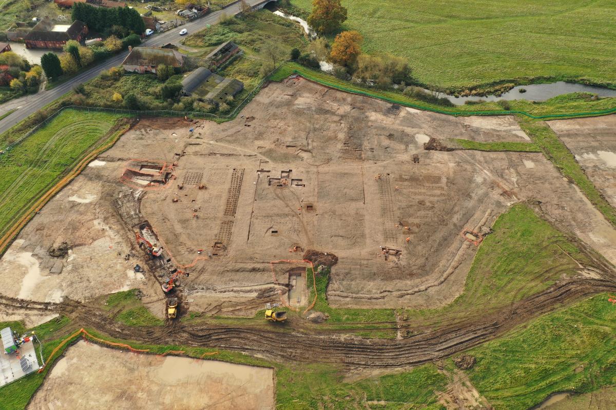 Drone view of excavations