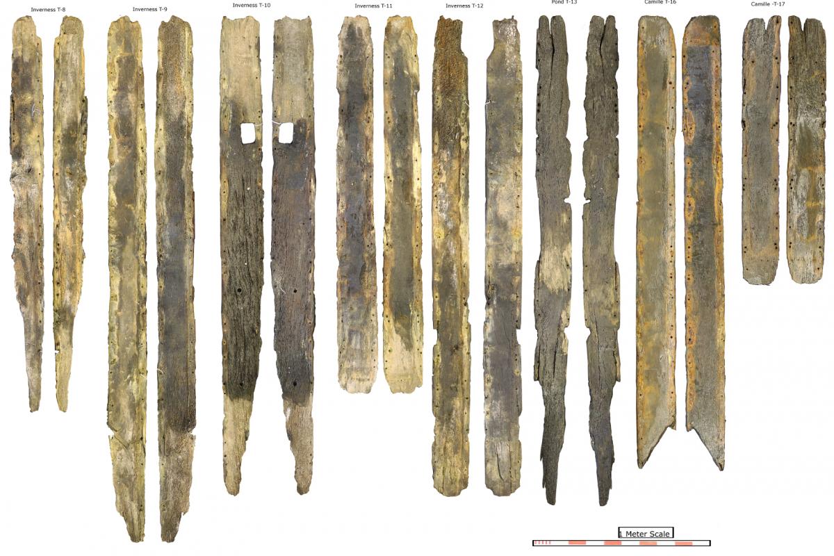 Some of the Galmisdale timbers recorded as part of the Scottish Underwater Archaeological Services project