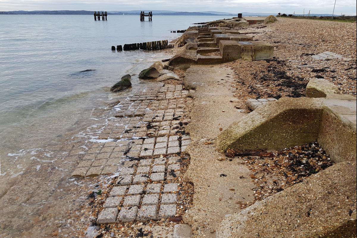 D-Day action on Lepe Beach immortalised in 3D - Concrete slipways