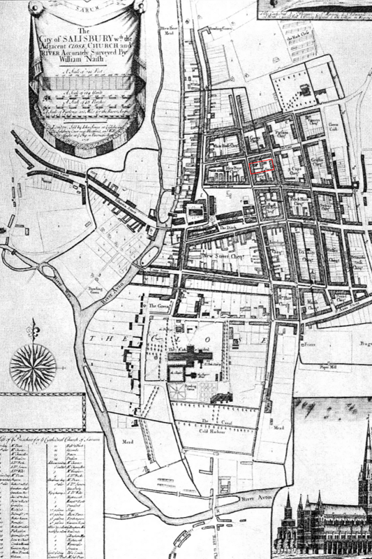 1716 map of Salisbury by Naish