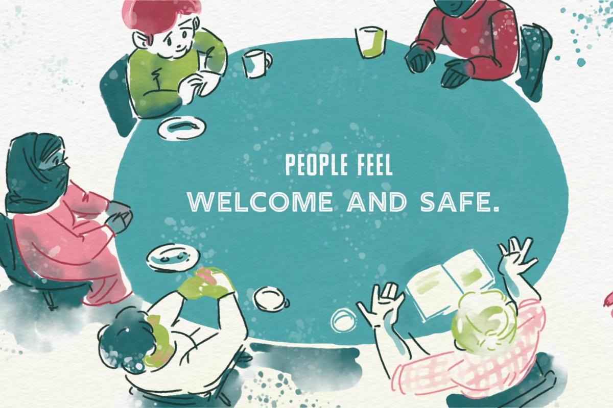 'Make people feel welcome and safe' graphic