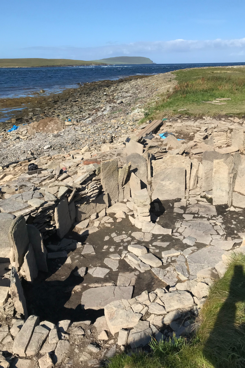  Structure 5 from the east, with the storm beach beyond (Mainland Orkney beyond)