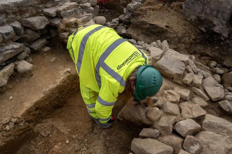 Archaeologist Ashley excavates remains of Sheffield Castle