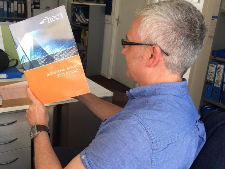 Richard O’Neill Senior Project Manager reading up on the NEC3 short contract