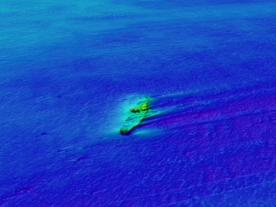 Multibeam bathymetry of wreck in Aggregate Area 473