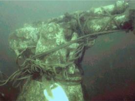 UC-70 submarine machine gun underwater