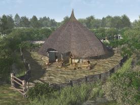 Reconstruction showing the IA house discovered during excavation work for the 2012 Olympics